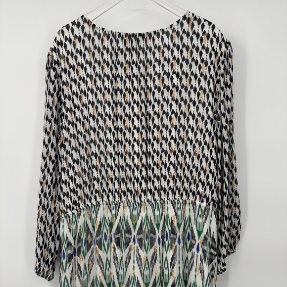 Chico's Maxi Dress Metallic Womens 3X Plus Aztec Midi Long Sleeve V-Neck - Picture 8 of 11